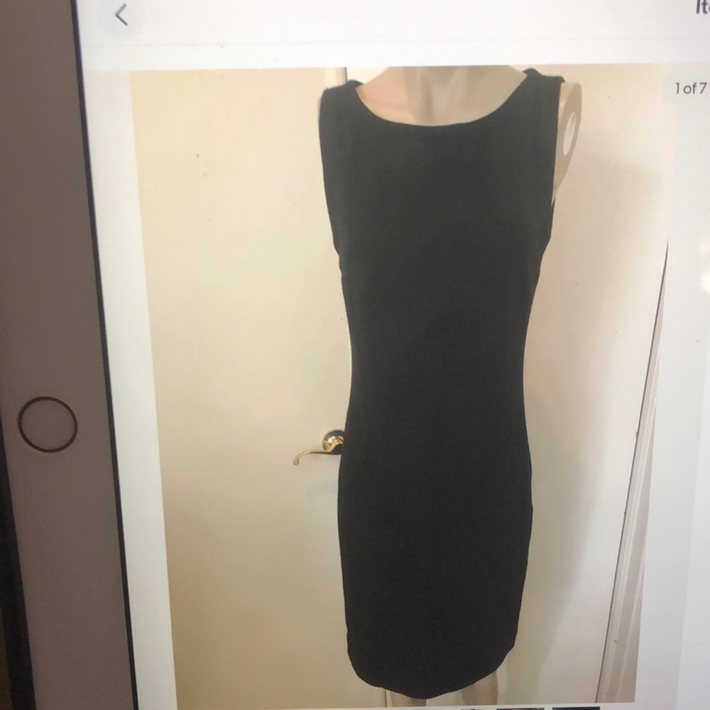 Tory Burch classic black 100% wool sleeveless sheath dress S